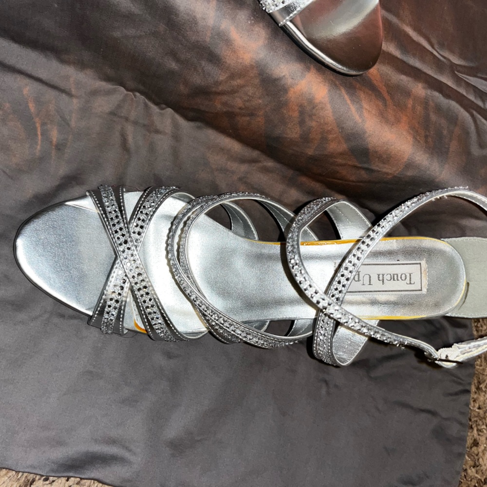 Touch Up, Sliver Sparkle 3 1/4 high Classy Shoes